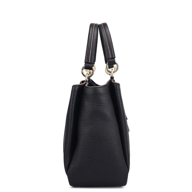Da Milano Black Small Wax Leather Satchel - Black for Women | Best Price UAE